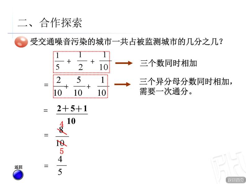 青岛版小学五年级数学下 5.3 异分母分数加减混合运算 课件05