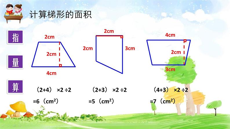 苏教版数学五年级上册 二 多边形的面积-梯形面积计算练习 课件03