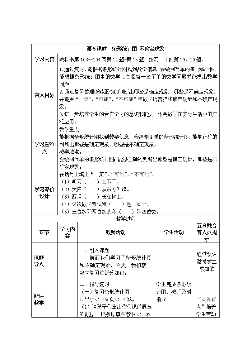 《单式条形统计图的特点及绘制》知识点汇总丨总结