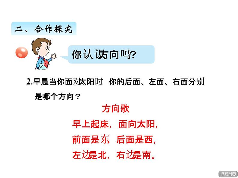 青岛版数学二年级上 第六单元 认识方向 课件07