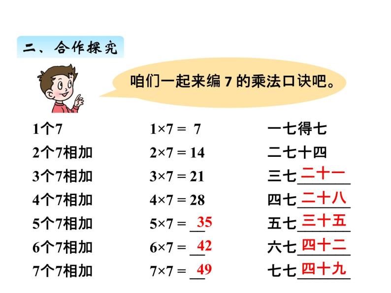 青岛版数学二年级上 第四单元 2 7的乘法口诀 课件06