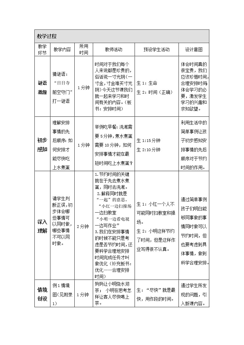 人教版四年级数学上册 8 数学广角----合理安排时间教案03
