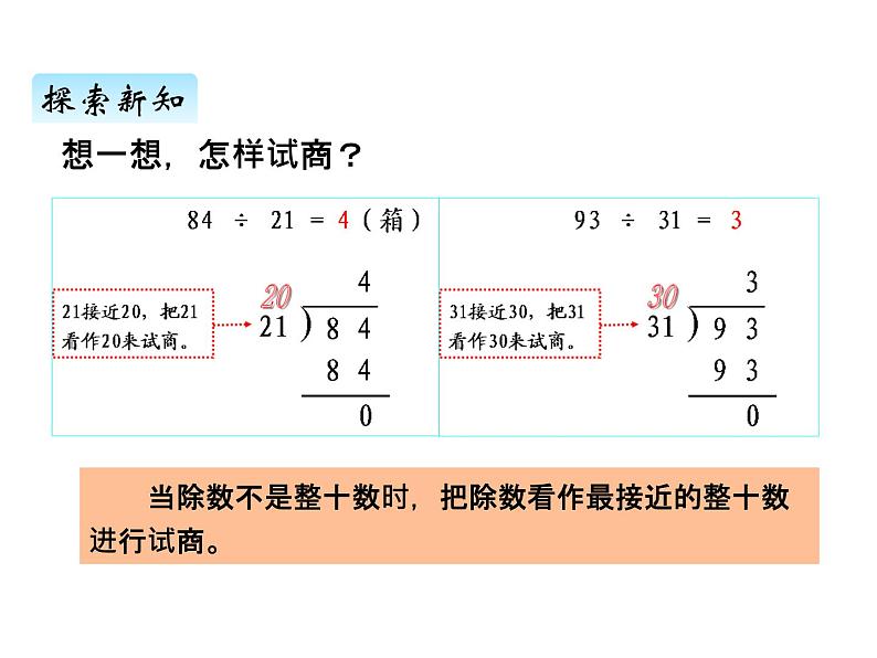 青岛版(六三制) 四年级数学上册五、2除数是整十数的笔算及试商(课件)07