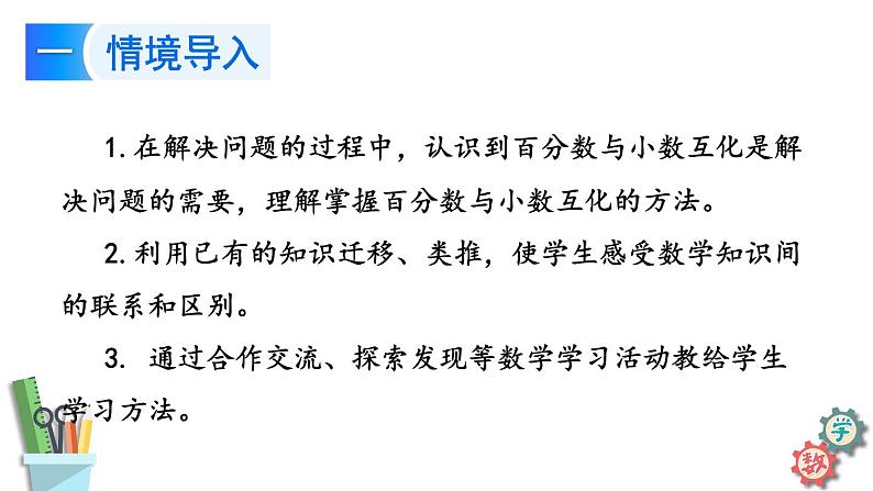 六年级数学上册课件 6.2 百分数与小数、分数的互化(1)苏教版02