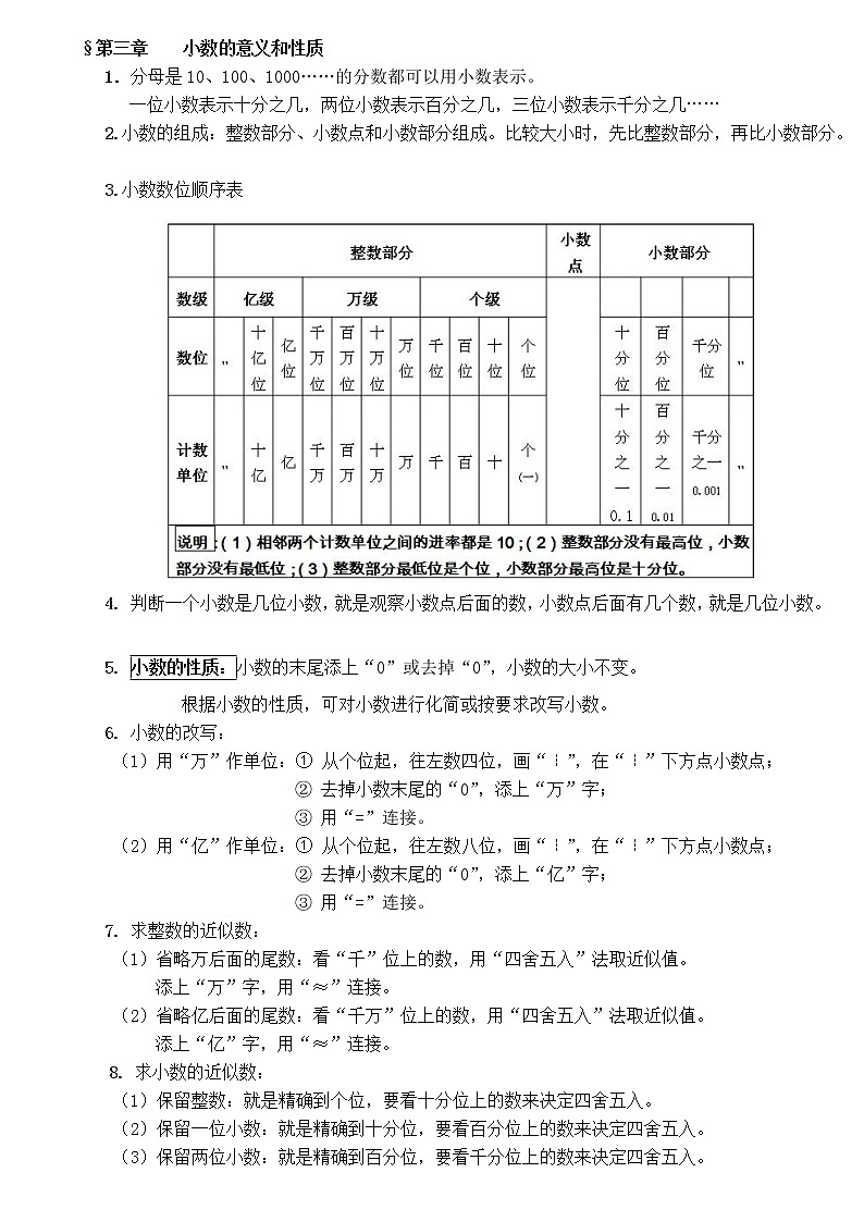 苏教版五年级上册数学知识点总结学案03
