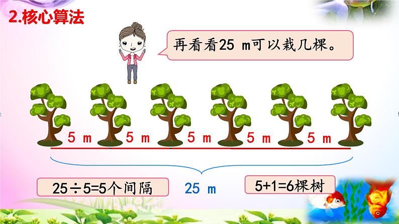 部编人教版五年级上册数学7.1两端都栽的植树问题课件+讲解视频+练习精讲【易懂通课堂】05