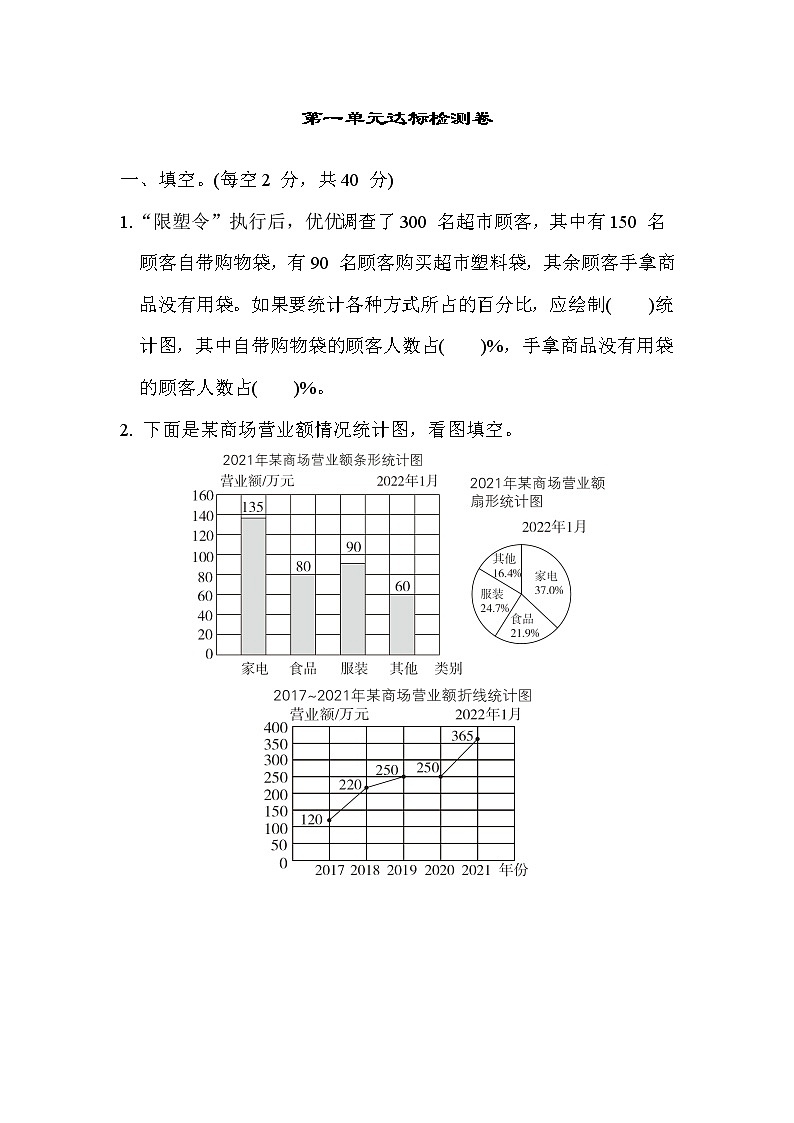 苏教版六年级下册数学 第一单元达标检测卷第1页