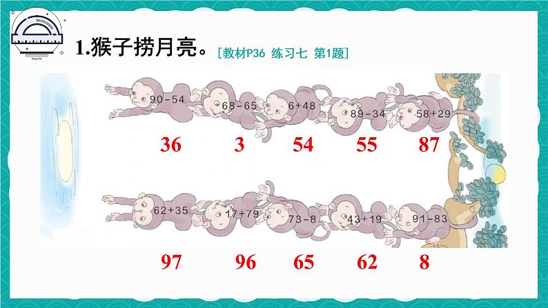 人教版二年级上册数学 2 100以内的加法和减法(二)《练习七》课件第2页