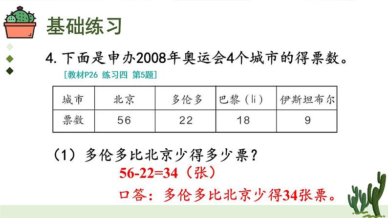 人教版二年级上册数学 2 100以内的加法和减法(二)《练习课(第3课时)》课件第6页