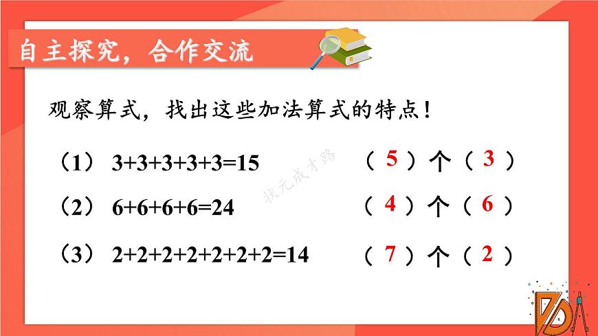 人教版二年級(jí)上冊(cè)數(shù)學(xué) 4 表內(nèi)乘法《第1課時(shí) 乘法的初步認(rèn)識(shí) (1)》課件第7頁(yè)