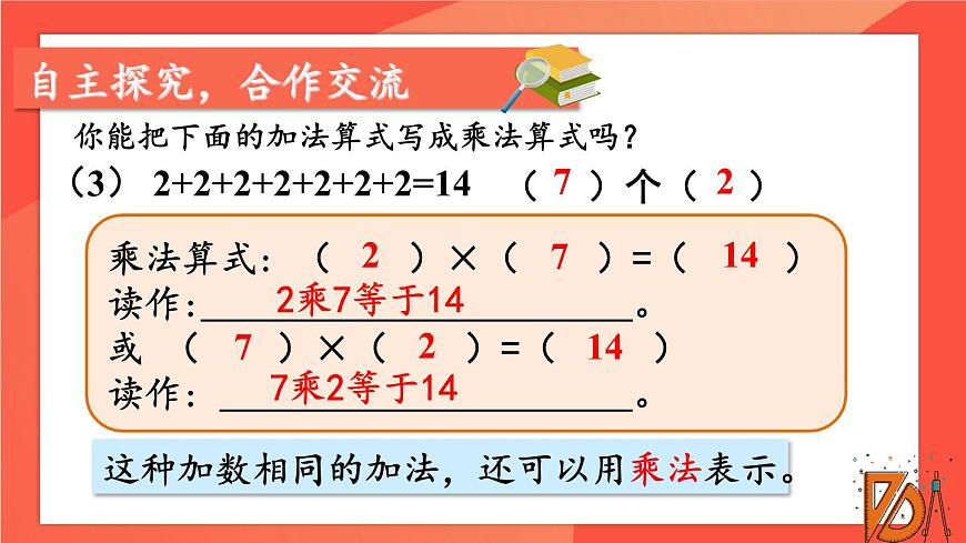 人教版二年級(jí)上冊(cè)數(shù)學(xué) 4 表內(nèi)乘法《第1課時(shí) 乘法的初步認(rèn)識(shí) (1)》課件第8頁(yè)