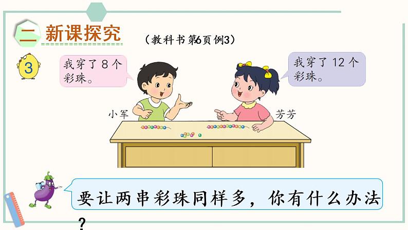 苏教版二年级数学上册 一 100以内的加法和减法(三) 第3课时 解决“同样多”的实际问题 课件第4页