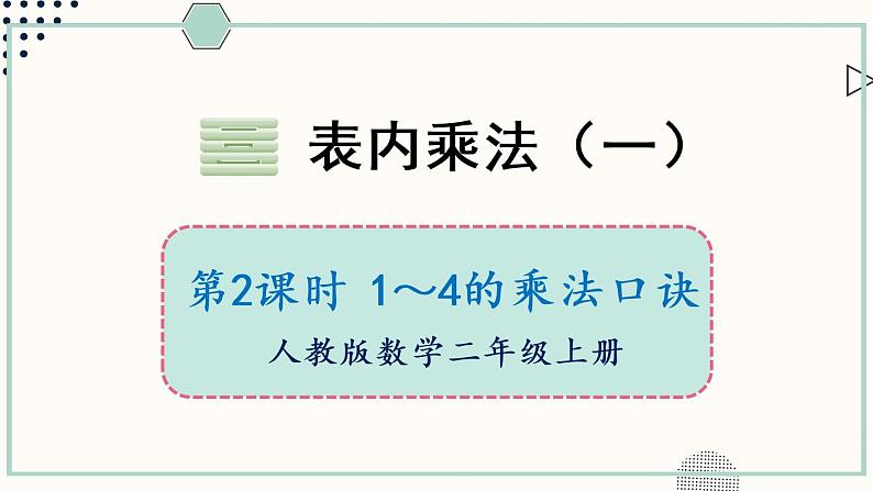 苏教版二年级数学上册 三 表内乘法(一) 第2课时 1~4的乘法口诀 课件01