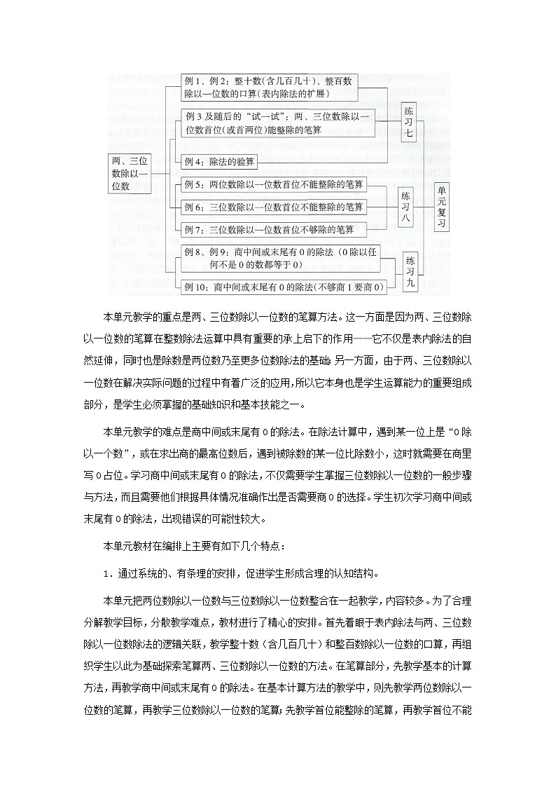 三年级数学上册第四单元两三位数除以一位数教材分析苏教版教案第2页