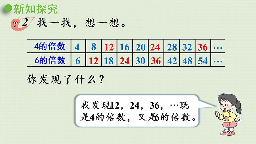 西師大版五年級數學下冊 一 倍數與因數 第6課時   公倍數 課件第5頁