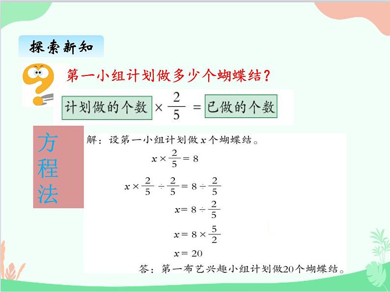 青岛版(五四制)五年级上册 六、3已知一个数的几分之几是多少,求这个数 课件第6页