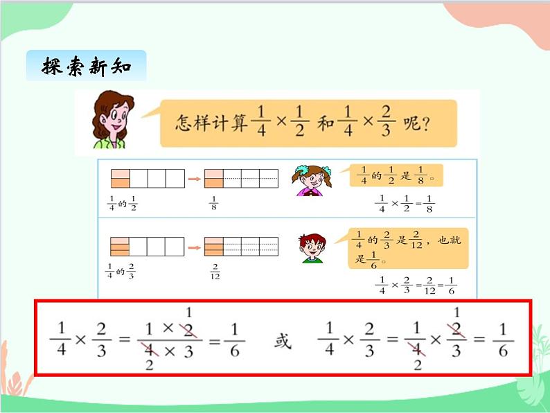 青岛版(五四制)五年级上册 四、2一个数乘分数 课件第6页