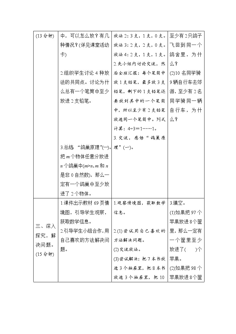 第5单元第1课时《鸽巢原理》导学案设计第2页