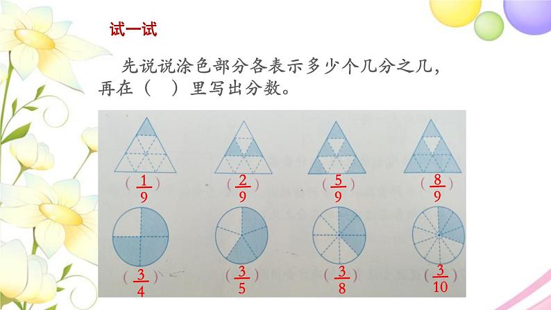 三年级数学上册第七单元分数的初步认识一第2课时认识几分之几教学课件苏教版第8页