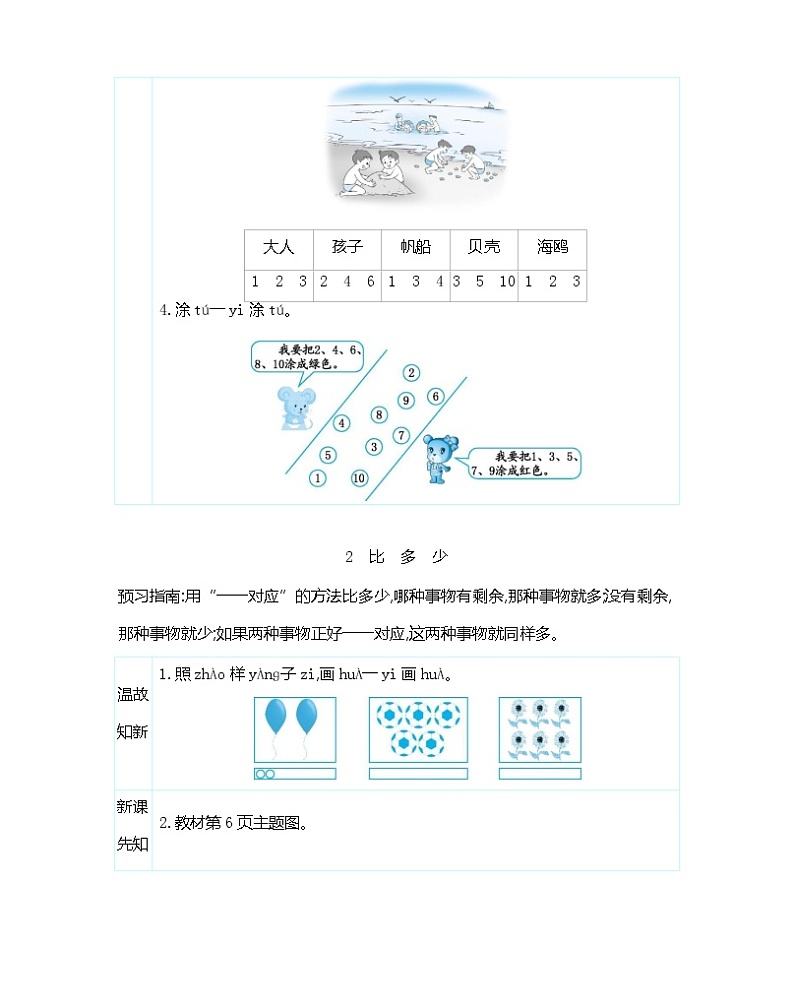 人教版一年级数学上册《第九单元 总复习》导学案设计优秀公开课02