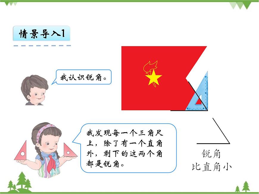 人教版數(shù)學(xué)二年級(jí)上冊(cè) 3.3 認(rèn)識(shí)銳角和鈍角（課件）第6頁(yè)