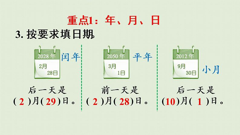 人教版三年级数学下册 9总复习 第2课时 认识年、月、日 课件06