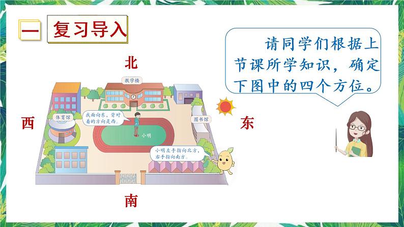 人教版数学三下 1 位置与方向(一) 第2课时 认识东北、东南、西北、西南 课件第2页