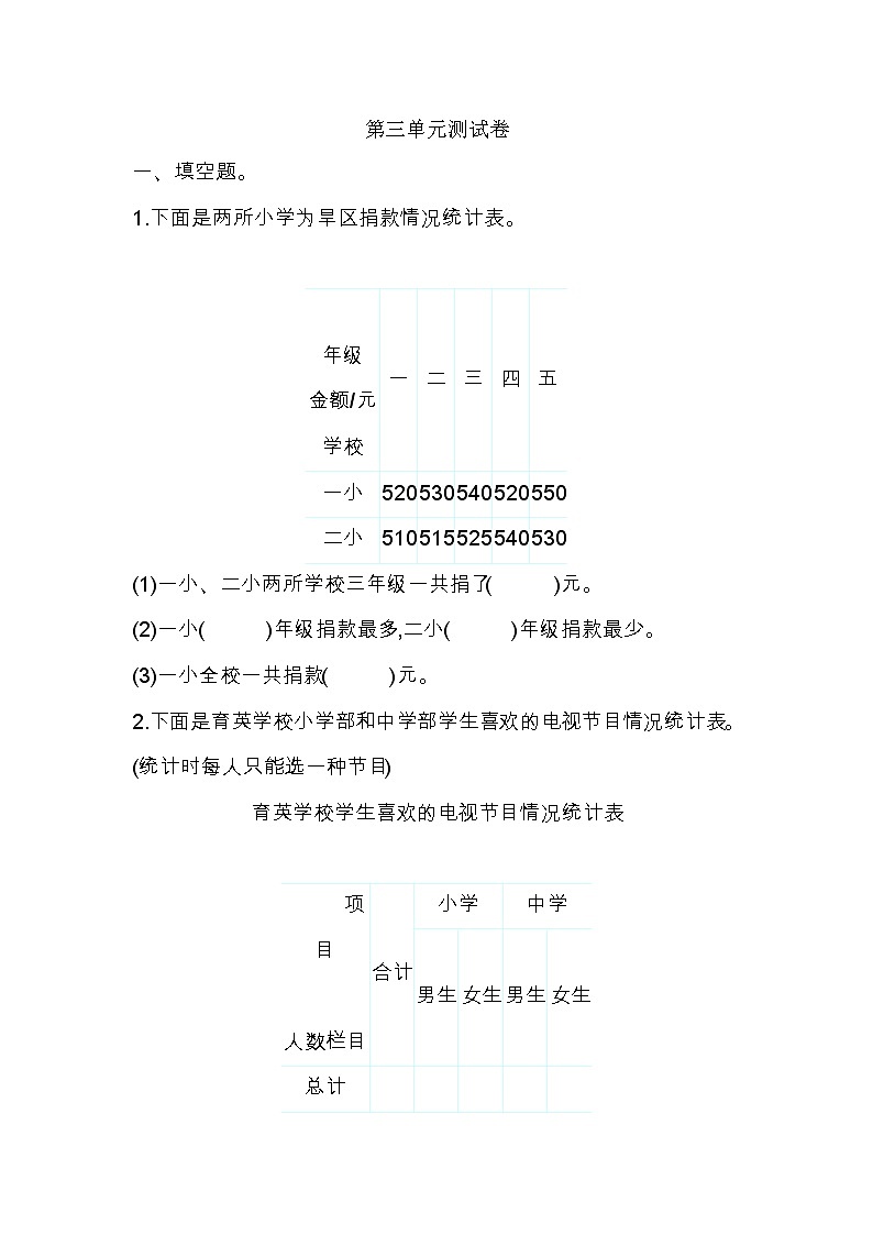 2022年人教版小学数学三年级下册第3单元测试卷06(含答案)第1页
