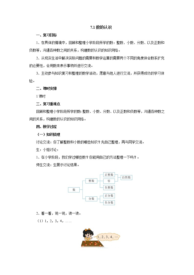 7.1數(shù)的認(rèn)識(shí)教案1 六年級(jí)數(shù)學(xué)下冊(cè)-北師大版第1頁(yè)