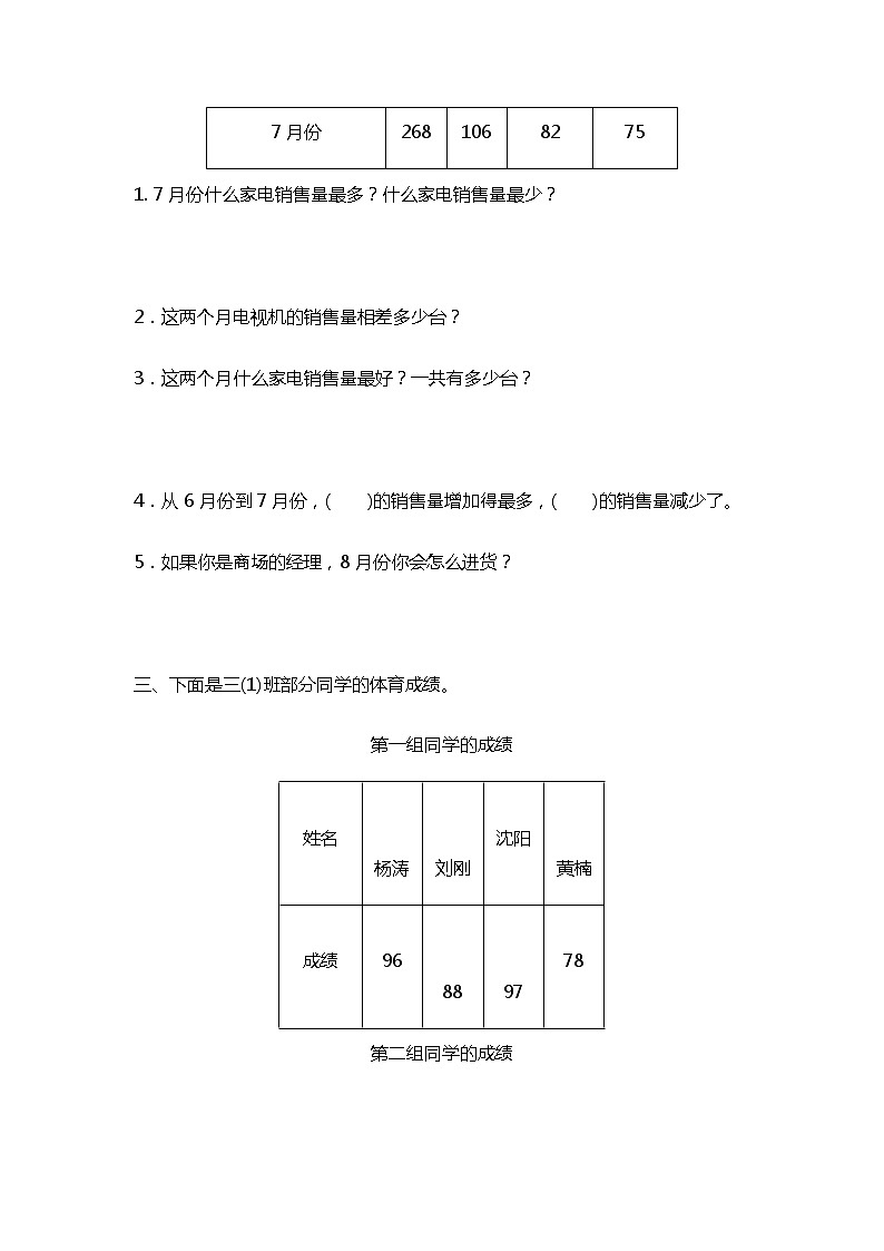三年级数学下册第5周周清练习题02