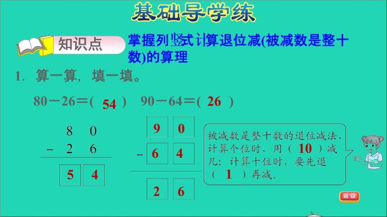 2021二年级数学上册第2单元100以内的加法和减法二第4课时退位减法练习2退位减被减数是整十数习题课件新人教版03