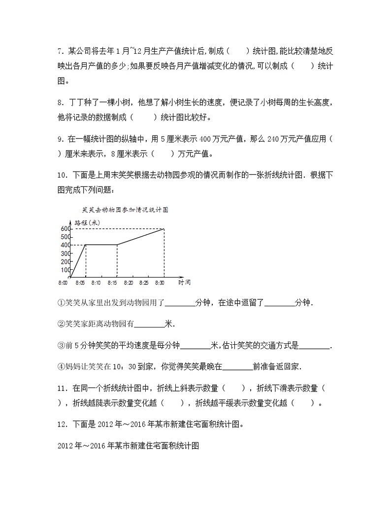 苏教版五年级数学下册试题-2.1 单式折线统计图 同步练习(含答案)02