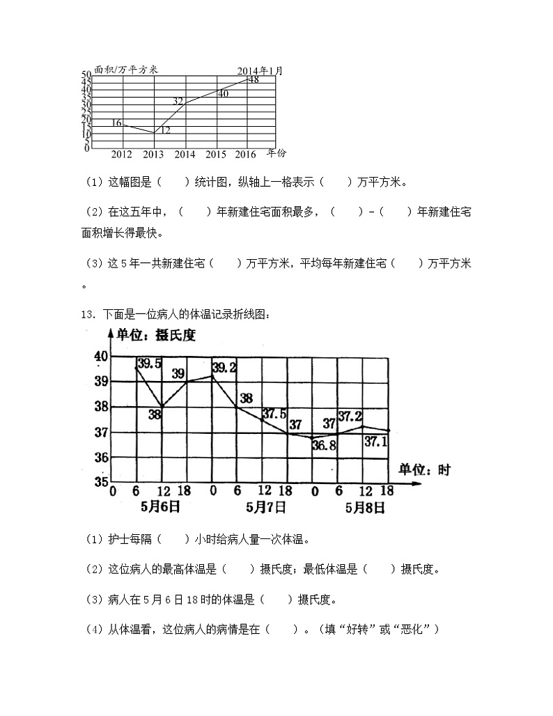 苏教版五年级数学下册试题-2.1 单式折线统计图 同步练习(含答案)03