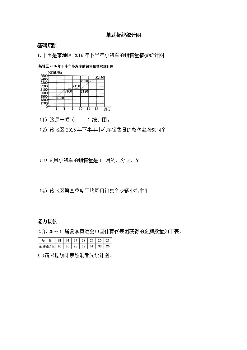 人教版数学五年级下册-09折线统计图-随堂测试习题01第1页