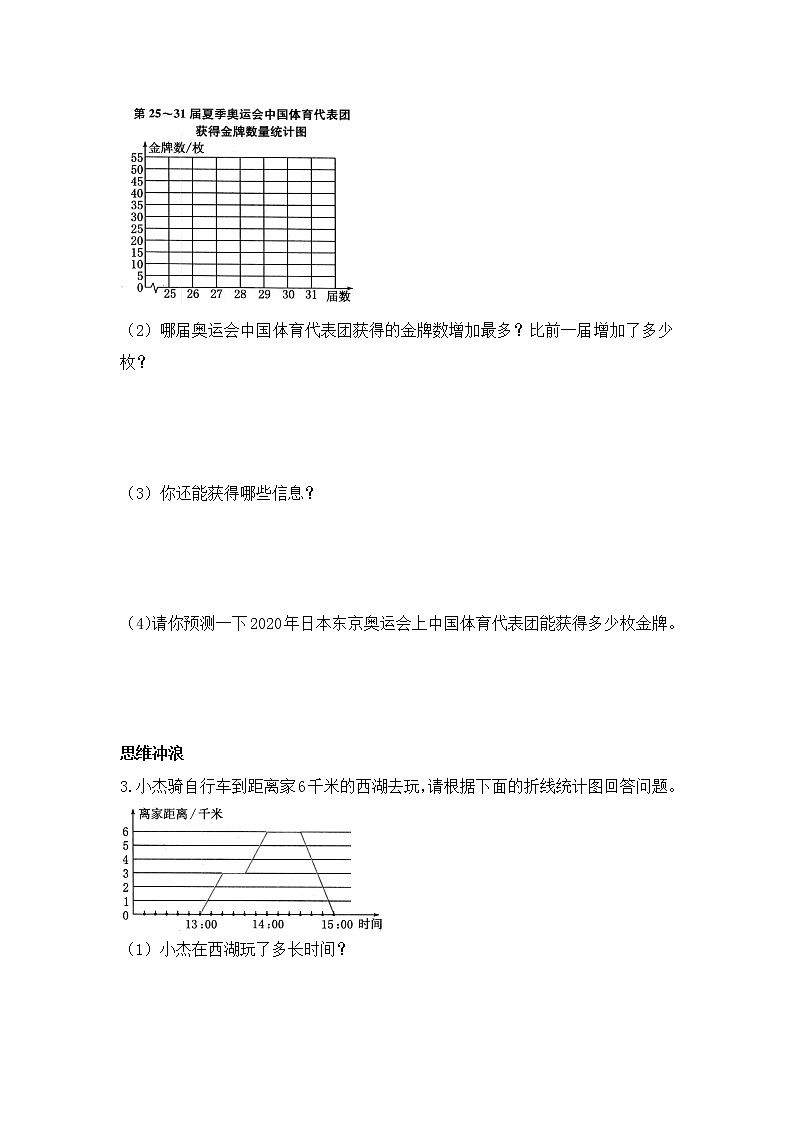 人教版数学五年级下册-09折线统计图-随堂测试习题01第2页
