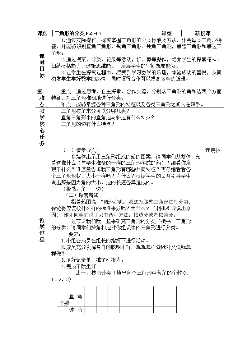 人教版数学四年级下册-05三角形-02三角形的分类-教案06第1页
