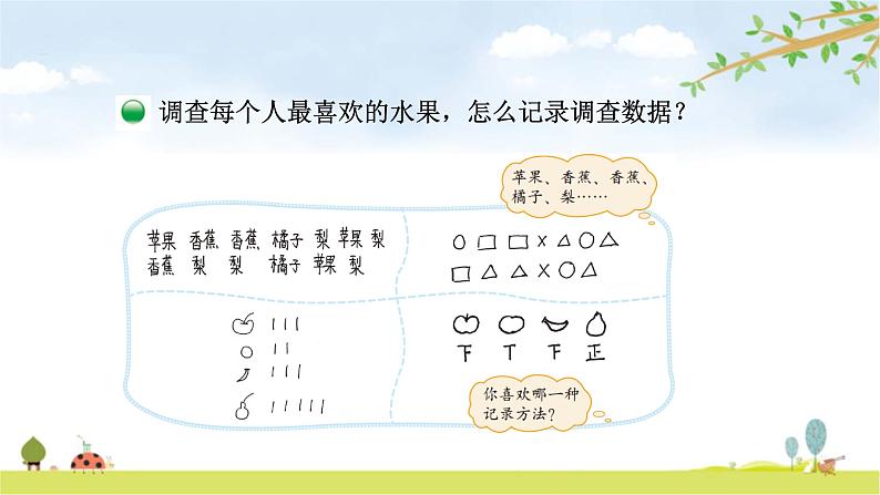 北师大版数学二年级下册-10八 调查与记录-02最喜欢的水果-课件0205