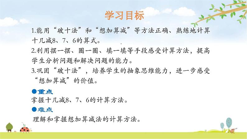 人教版一年级数学下册 2.2 十几减8、7、6(1)课件PPT第2页