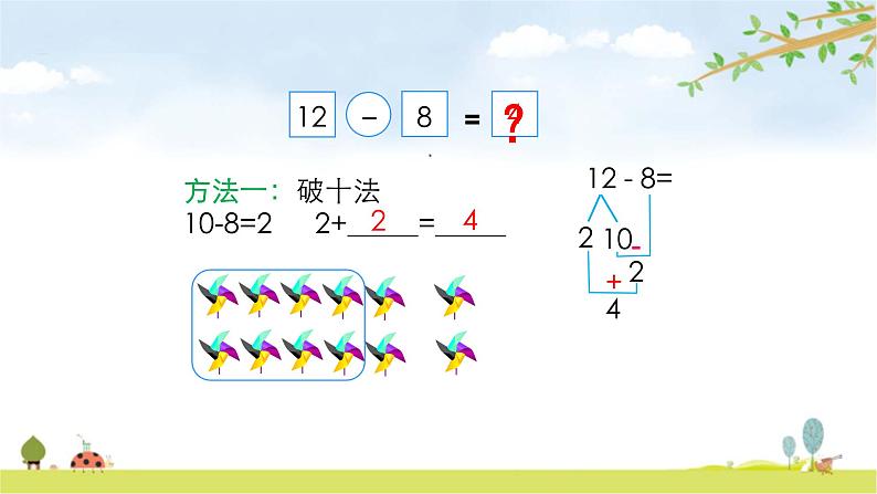 人教版一年级数学下册 2.2 十几减8、7、6(1)课件PPT第6页