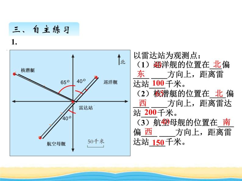 四.2根据方向和距离确定物体的位置课件 青岛版(六三制)小学数学五下08