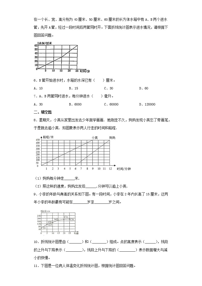 人教版五下7.1单式折线统计图练习题02