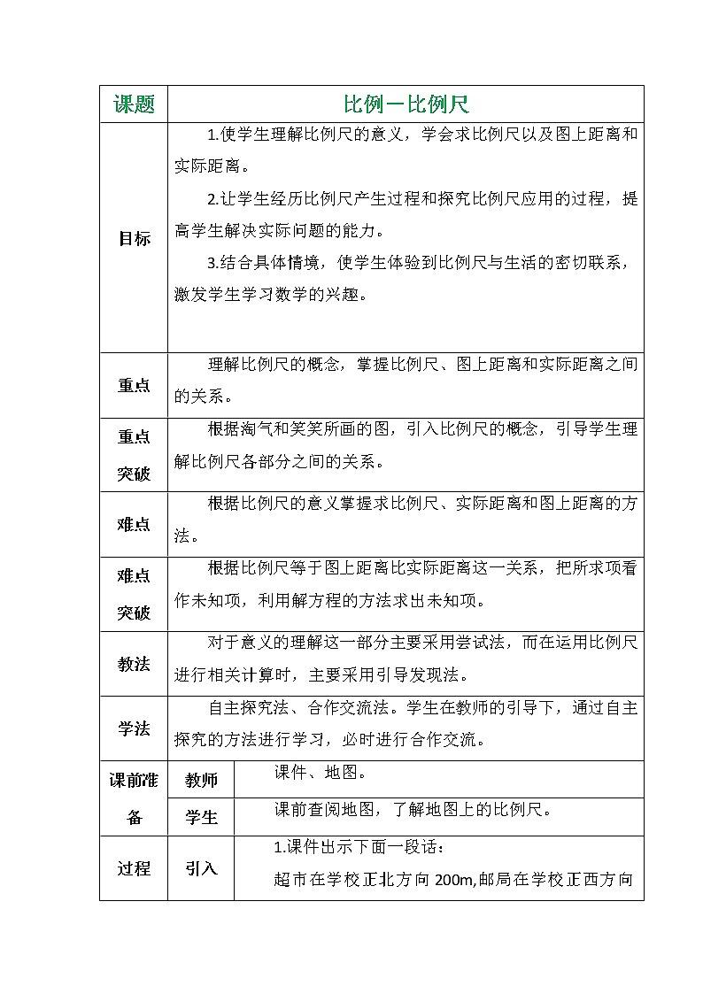 比例-比例尺教案第1页