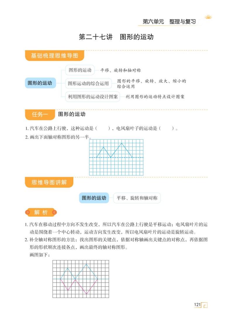 人教版 六年级数学下册 第六单元 第27讲 图形的运动 天天练学案01