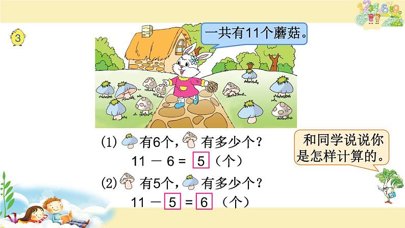 苏教版一下数学课件3.十几减6、5、4、3、202