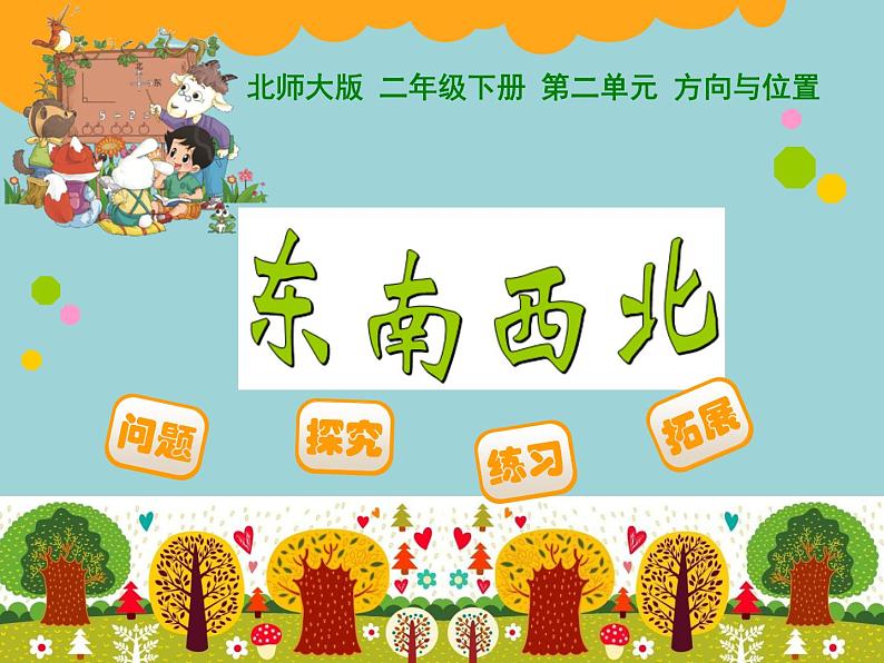 北师大版数学二年级下册 2.1 东南西北(2)(课件)第1页