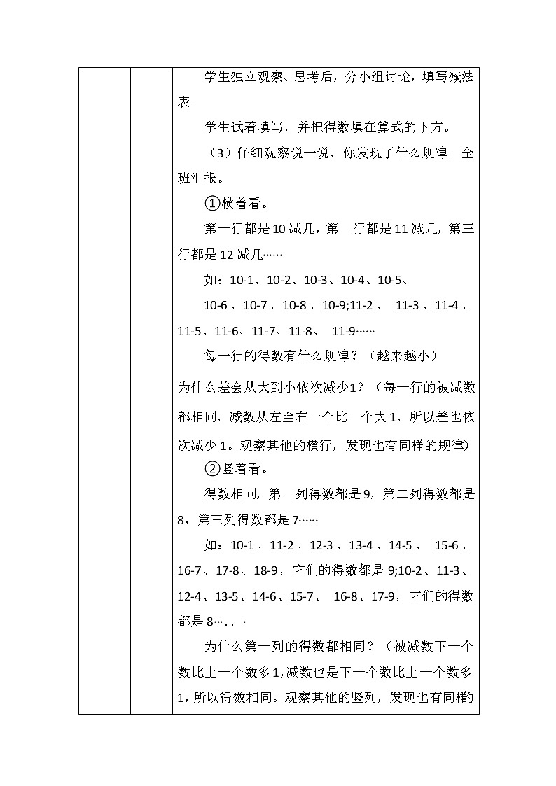北师版一年数学下册-做个减法表教案03