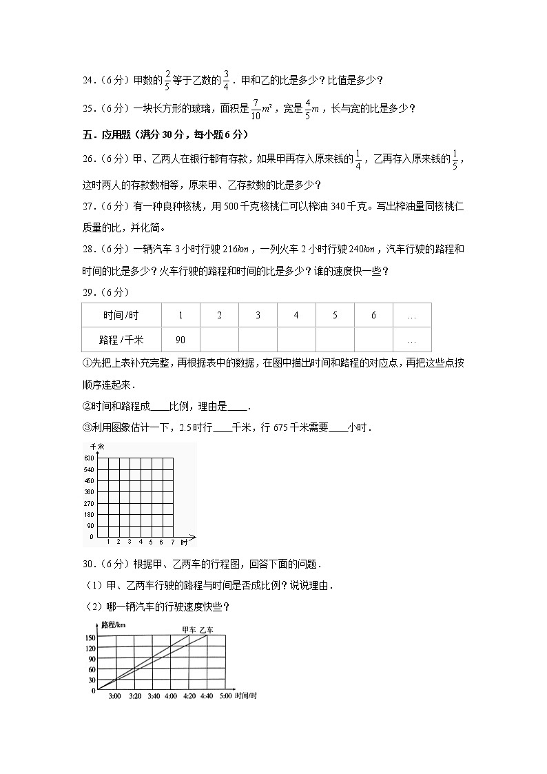 北师大版六下第四单元正比例和反比例单元题(五)(word版,含答案)第3页