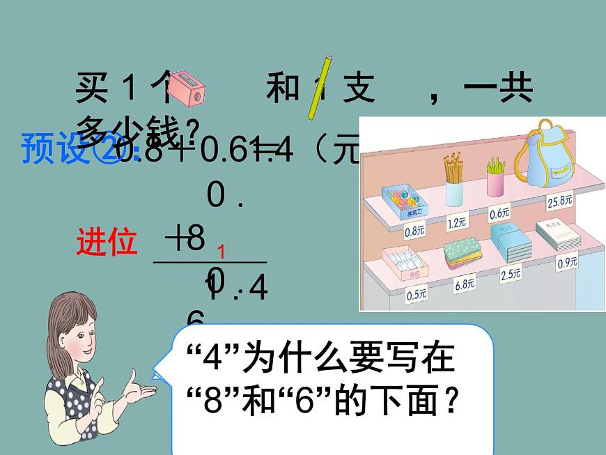 人教版小學(xué)數(shù)學(xué)三年級(jí)下冊 七.小數(shù)的初步認(rèn)識(shí)  2.簡單的小數(shù)加、減法  課件7第7頁