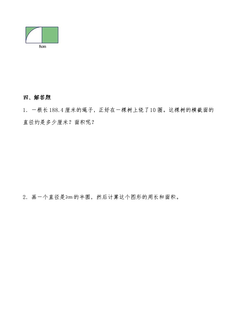 北师大版数学六年级上册《圆的面积一》课堂精练(有答案)第2页