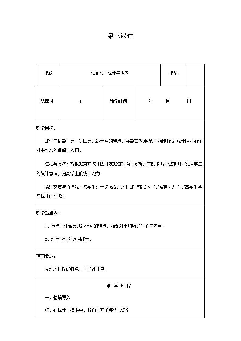 北师版数学五年级下册第八单元《数据的表示和分析》课时教案01